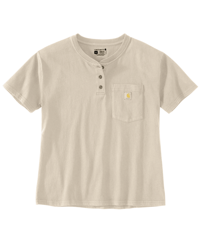 Carhartt women's loose fit short-sleeve heavyweight henley t-shirt in oat milk