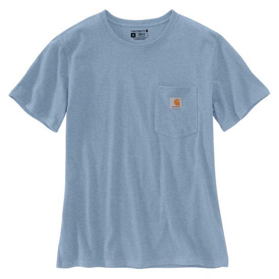 Carhartt Women's WK87 workwear pocket short sleeve t-shirt in alpine blue heather