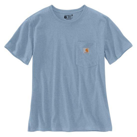 Carhartt Women's WK87 workwear pocket short sleeve t-shirt in alpine blue heather