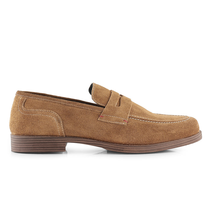 Woodley Suede Leather Penny Loafers - Tan
