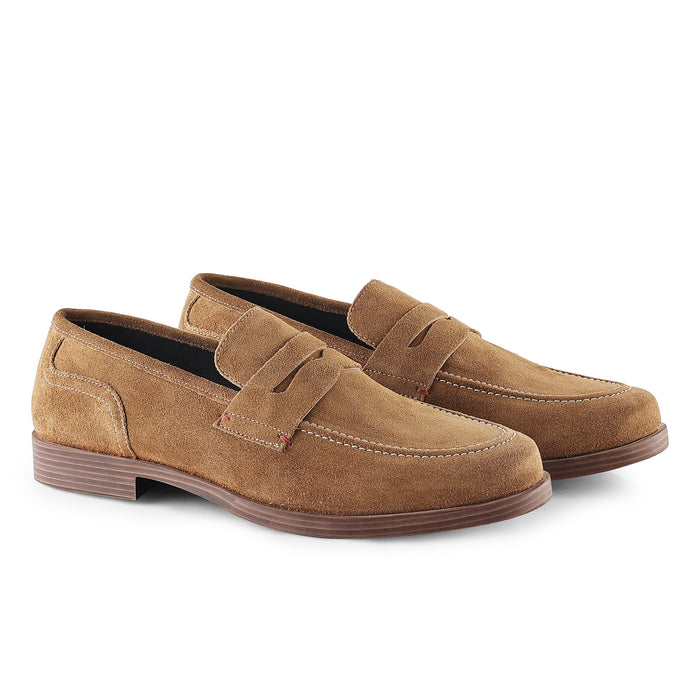 Woodley Suede Leather Penny Loafers - Tan