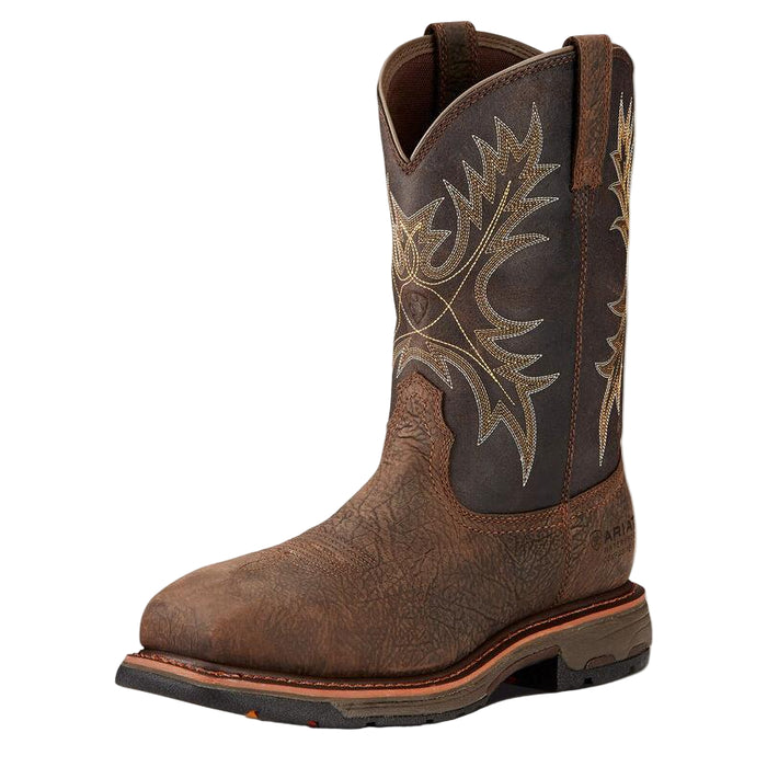 Ariat WorkHog waterproof composite toe wellington work boot in bruin brown, ASTM safety toe