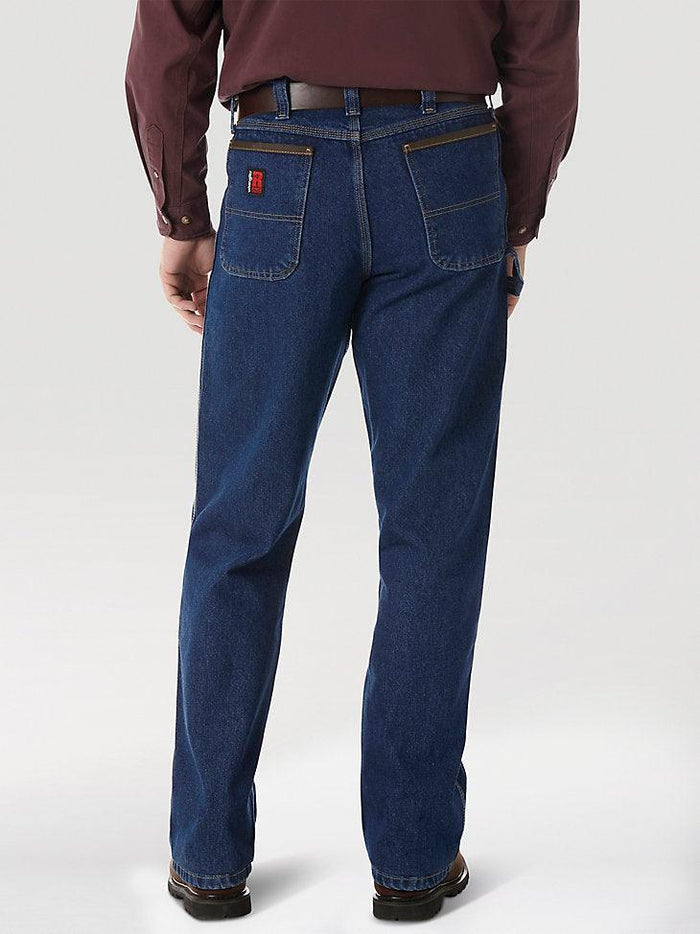 Wrangler Workhorse jean in antique indigo, alternate view of the back pockets