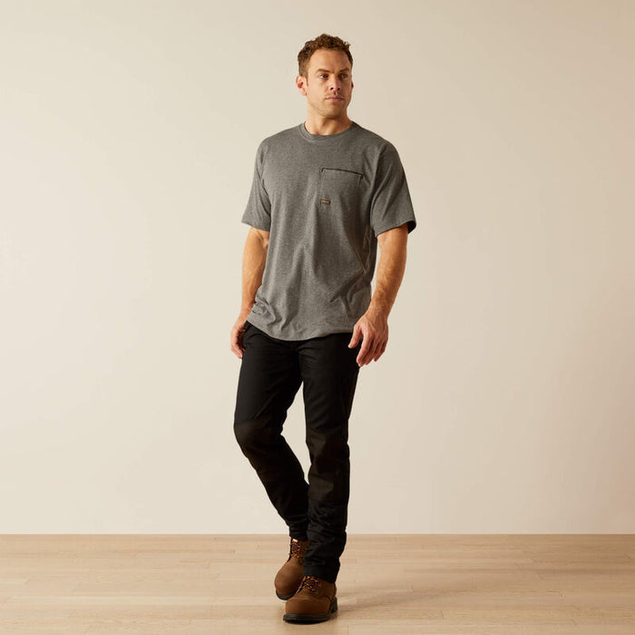 Ariat Workman Beams tee in charcoal heather grey, full length view