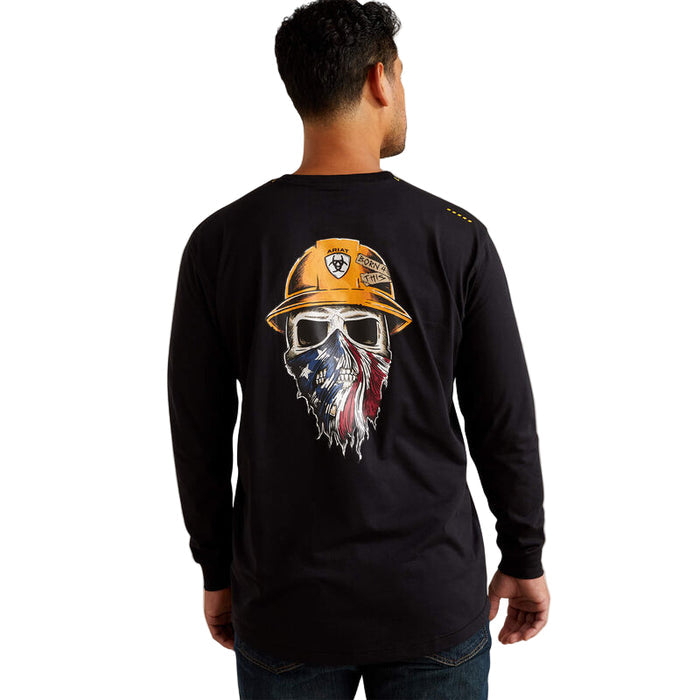 Ariat Work Workman Born For This long sleeve t-shirt in black, front view, available in big and tall sizes