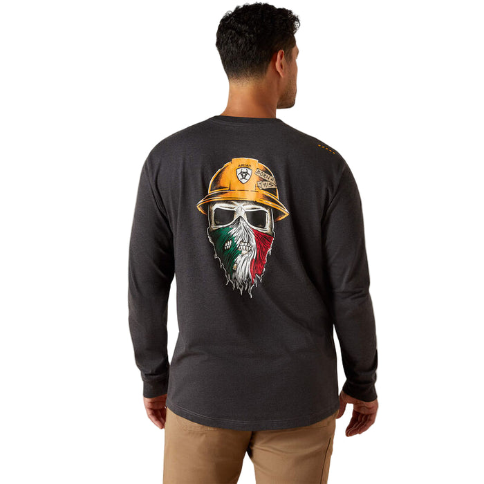 Ariat Work Workman Born For This long sleeve t-shirt in charcoal heather and Mexico, front view, available in big and tall sizes