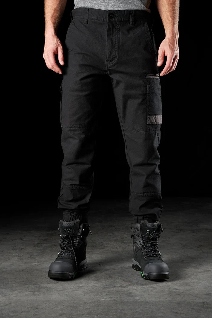 FXD WP-4 cuffed work pant in black, alternate view of the utility pockets