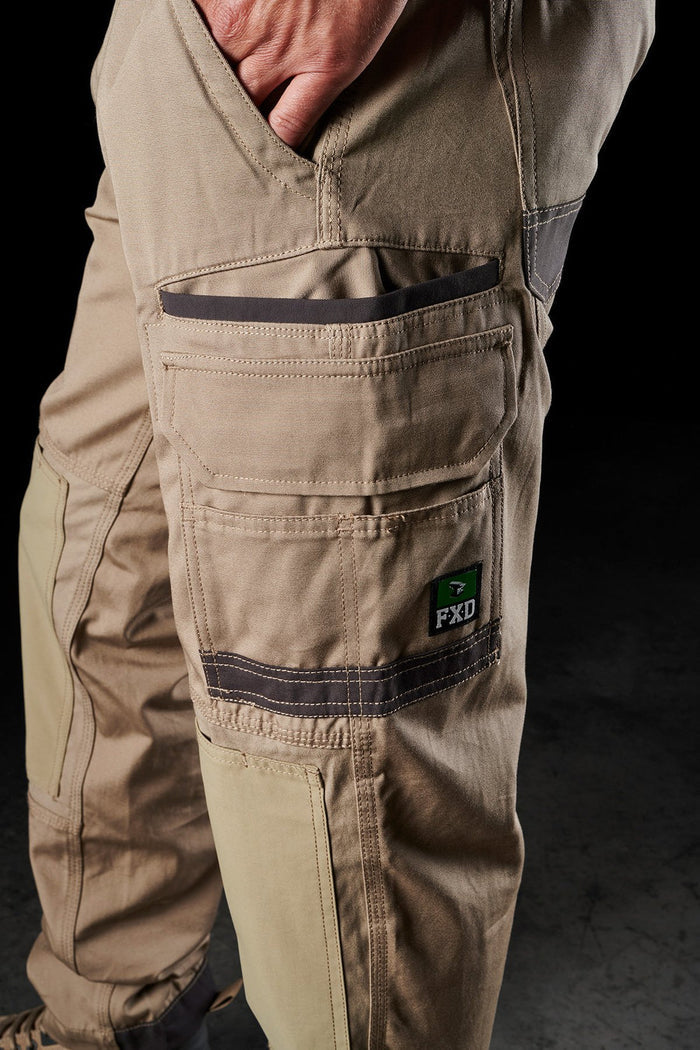 FXD WP1 original cargo pant in khaki, further view of the leg and hem