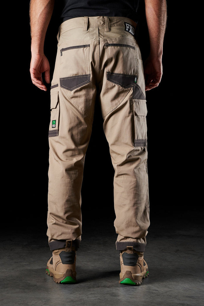 FXD WP1 khaki cargo work pant, final product view of the utility pockets