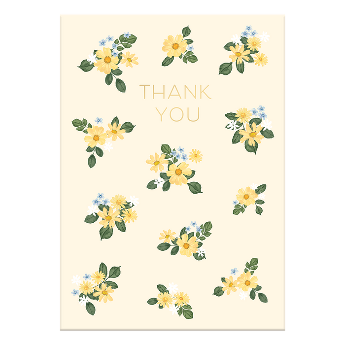Yellow Blue Flowers Thank You Card