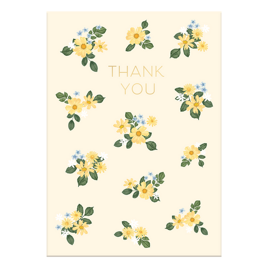 Yellow Blue Flowers Thank You Card