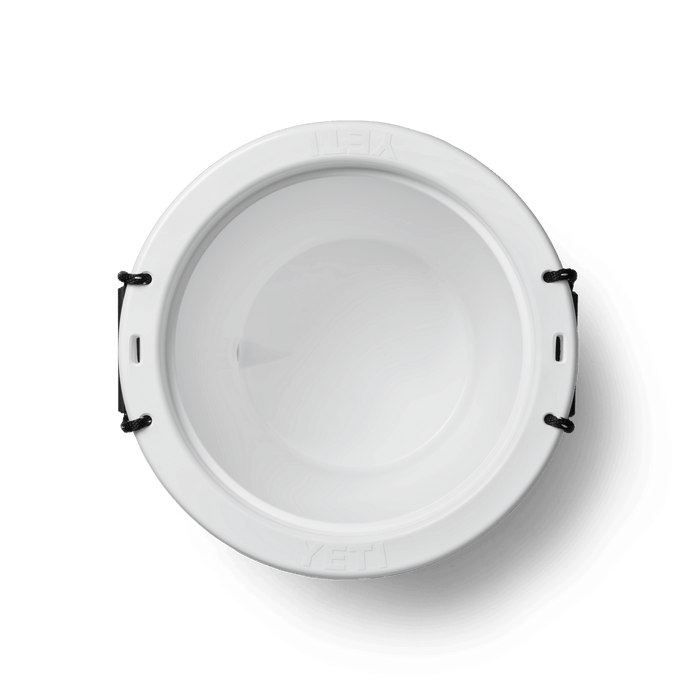 Top view of the white YETI Tank 45 ice bucket showing the open basin and rim