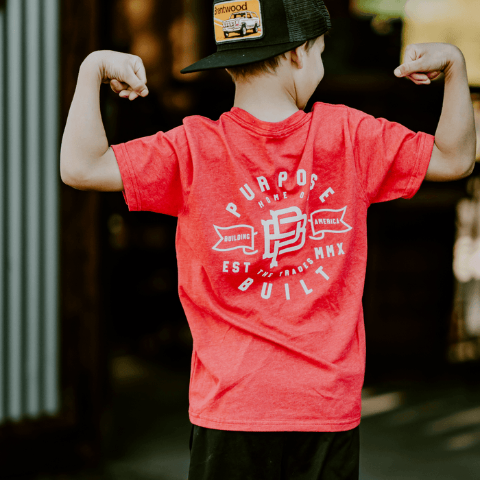 Purpose-Built youth Anthem tee in red, additional product image