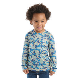 Carhartt youth boys Force Sun Defender long-sleeve camo t-shirt in blue duck camo