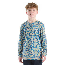 Carhartt youth boys Sun Defender camo tee in blue duck camo, additional product image
