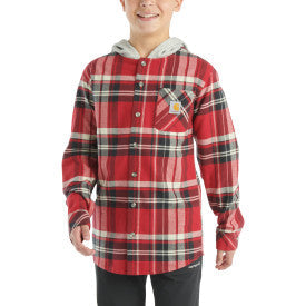 Carhartt youth boys chili pepper hooded flannel shirt, additional product image