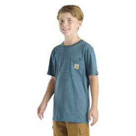 Carhartt youth boys short sleeve pocket graphic t-shirt in real teal heather