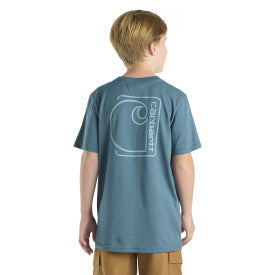 Carhartt youth boys pocket graphic tee in real teal heather, additional product image