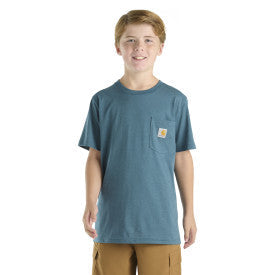 Carhartt youth boys pocket graphic tee in real teal heather, further product image