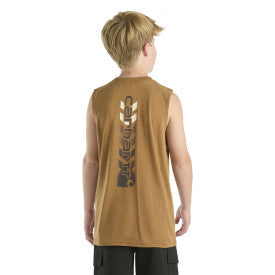 Carhartt youth boys sleeveless logo tee in brown heather, further product image