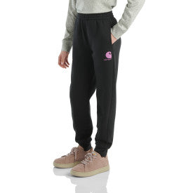 Carhartt youth girls fleece logo heather sweatpant in caviar black