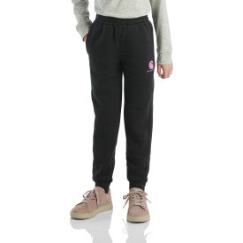 Carhartt youth girls fleece logo sweatpant in caviar black, additional product image