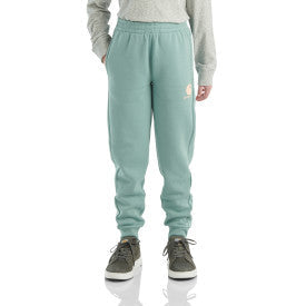 Carhartt youth girls fleece logo heather sweatpant in patina