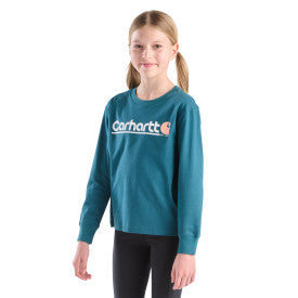 Carhartt youth girls core logo tee in atlantic deep, additional product image