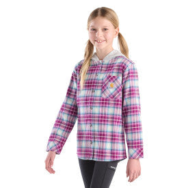Carhartt youth girls long-sleeve flannel button-front hooded shirt in crocus