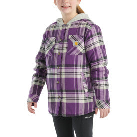 Carhartt youth girls majesty hooded flannel shirt jacket, additional product image