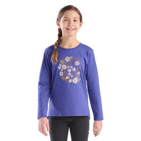 Carhartt youth girls long-sleeve floral C logo t-shirt in navy blue