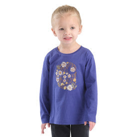 Carhartt youth girls floral logo tee in navy blue, additional product image