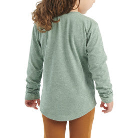 Carhartt youth girls floral logo long sleeve tee in patina heather, additional product image