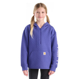 Carhartt youth girls long-sleeve quilted jersey half-zip sweatshirt in navy blue