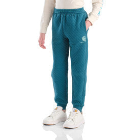 Carhartt youth girls quilted jersey sweatpant in atlantic deep, alternate product view
