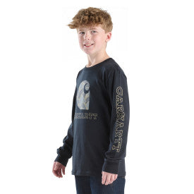Carhartt youth camo C logo tee in caviar black, alternate product view