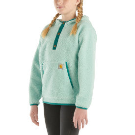 Carhartt youth long-sleeve fleece quarter-snap sweatshirt in pastel turquoise