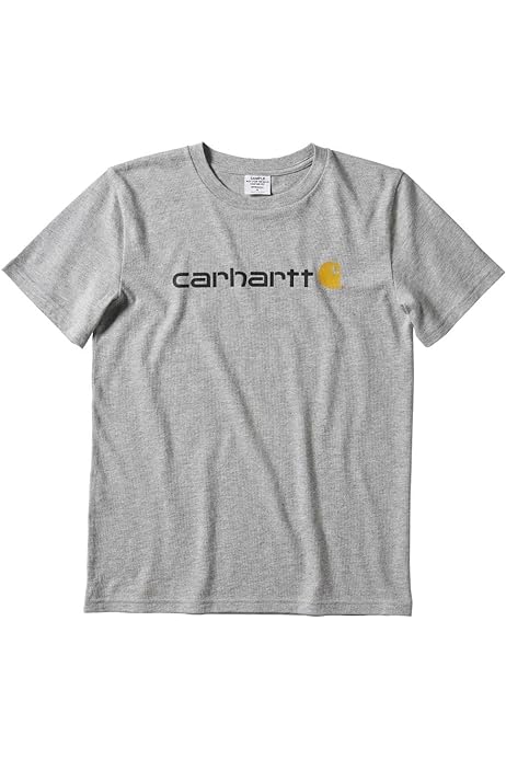 Carhartt youth short-sleeve logo t-shirt in charcoal grey heather
