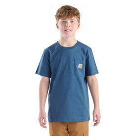 Carhartt youth pocket tee in dark denim, alternate product view