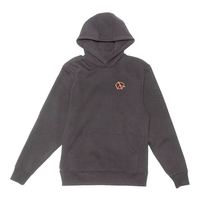 Fasthouse youth Utopia hooded pullover in black, front view