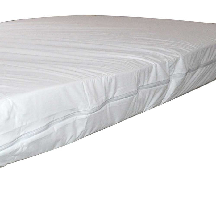 Close-up of the waterproof backing and stitching on Zipped Waterproof Mattress Protector mattress protector.