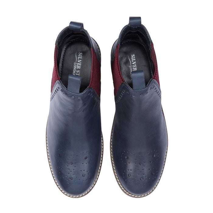Zoey Leather Brogue Boots - Blue